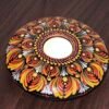 Tea-light Candle Holder – Hand-painted Mandala (Orange & Yellow) Tea-light Candle Holder – Hand-painted Mandala (Orange & Yellow)